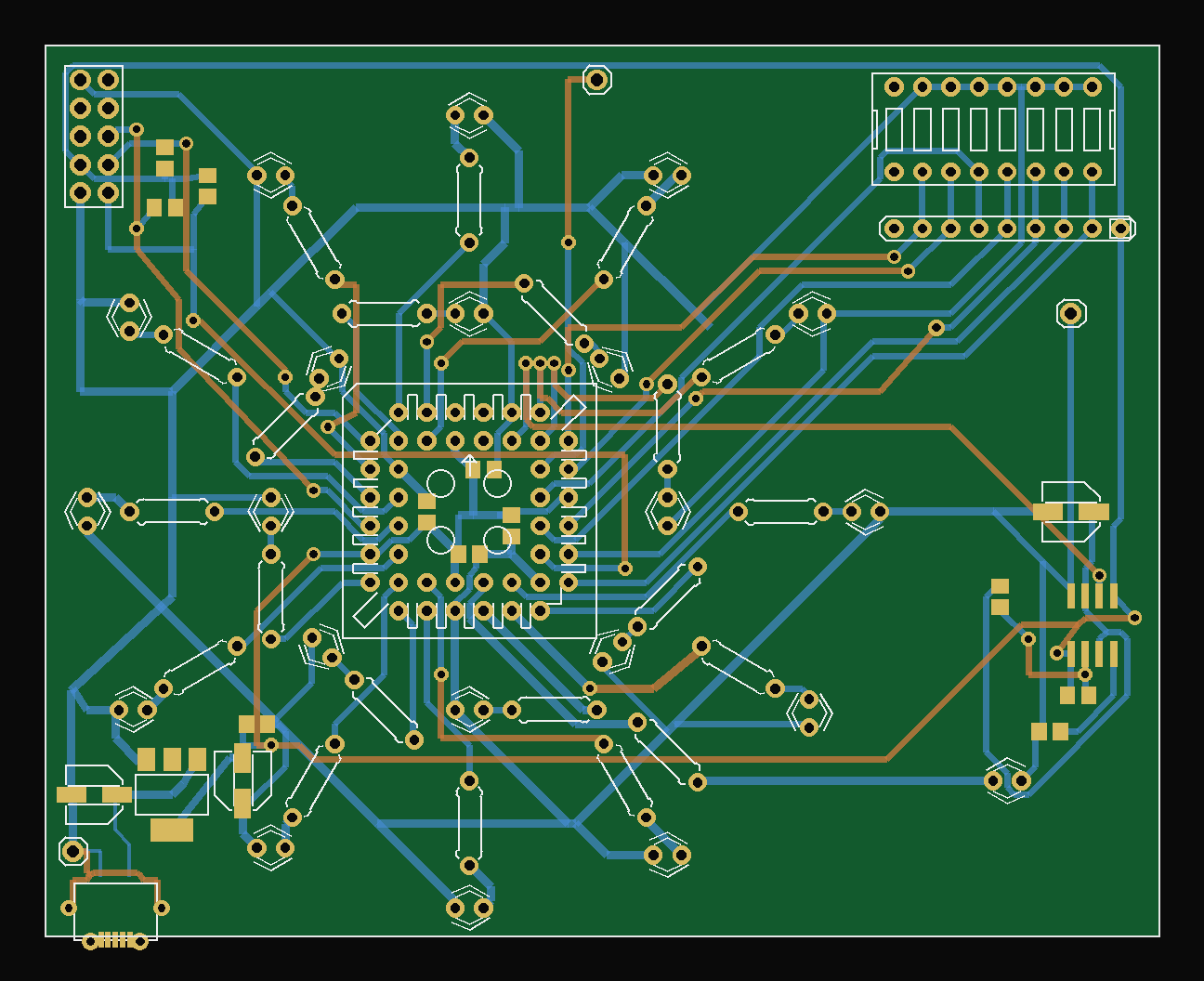 Top-down render of the ornament PCB